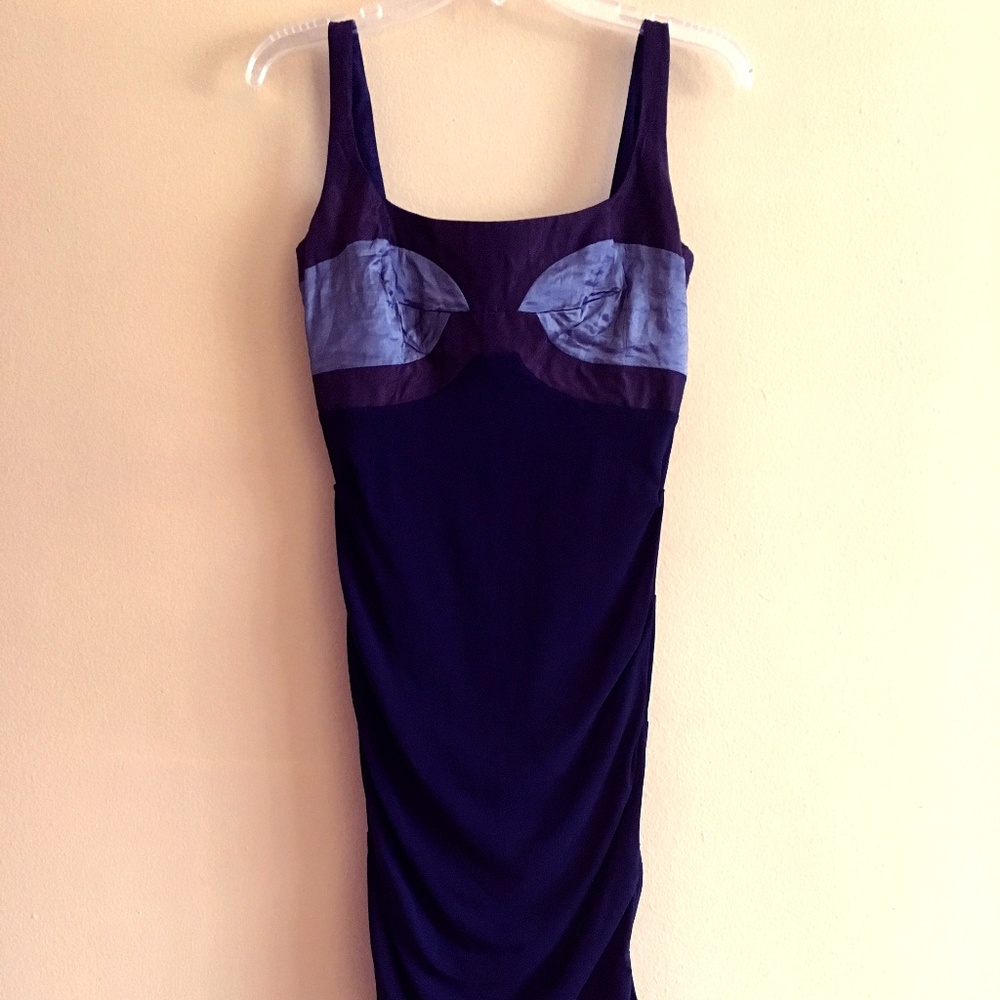 Nicole Miller Ruched Cocktail Dress Black